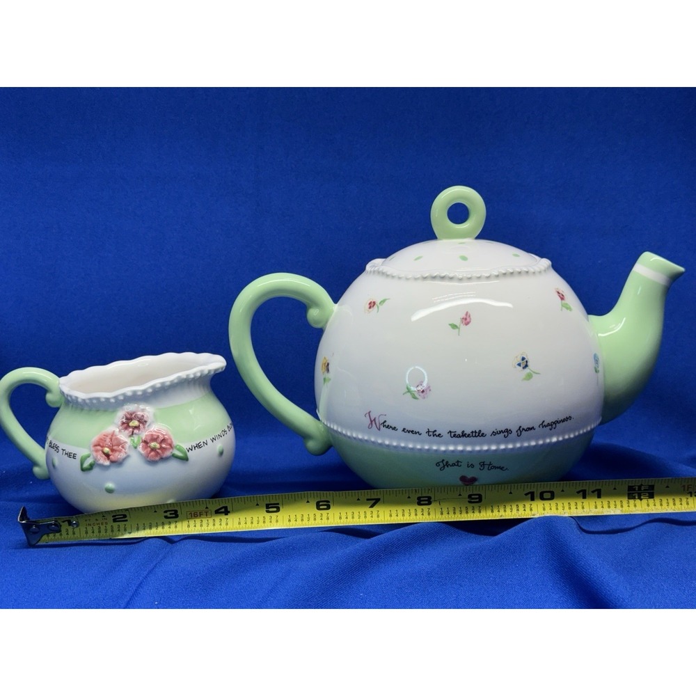 VTG Y2K Susan Branch Teapot Kettle & Creamer Sings From Happiness That Is Home - Picture 12 of 13